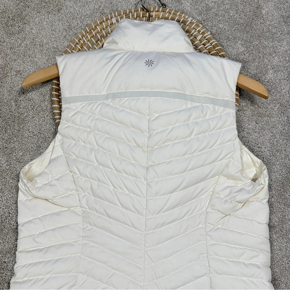 Athleta So Down Asymmetrical Front Zip Puffer Vest Down Feather in Ivory Size S - Picture 6 of 13